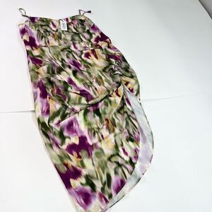 Cider Dress Womens 4XL Purple Green Dainty Ruched Side Slit Midi NWT Strappy